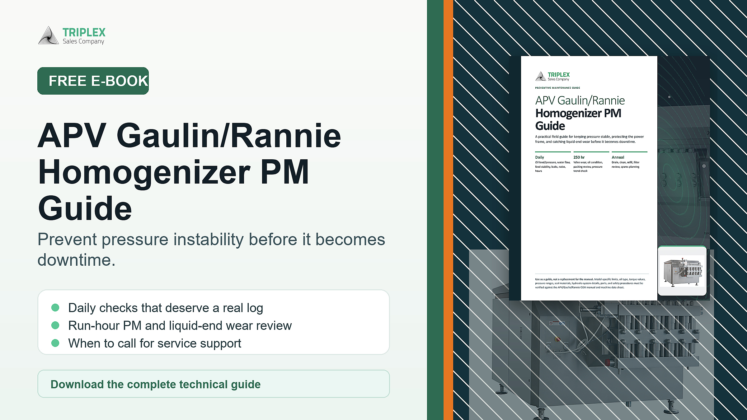 Sharp high-resolution free e-book banner for the APV Gaulin/Rannie Homogenizer PM Guide