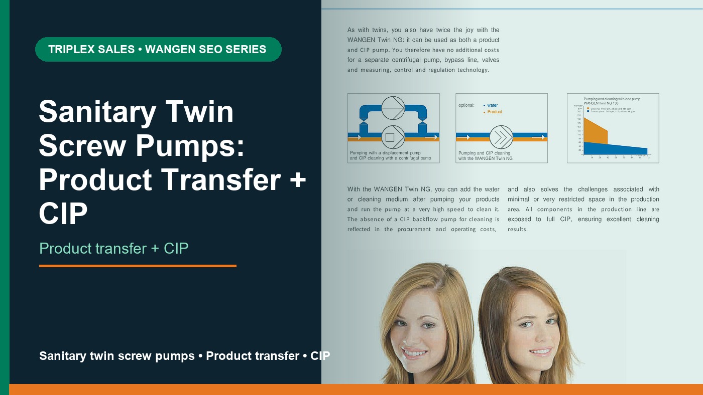 WANGEN Twin NG sanitary twin screw pump product transfer and CIP visual.